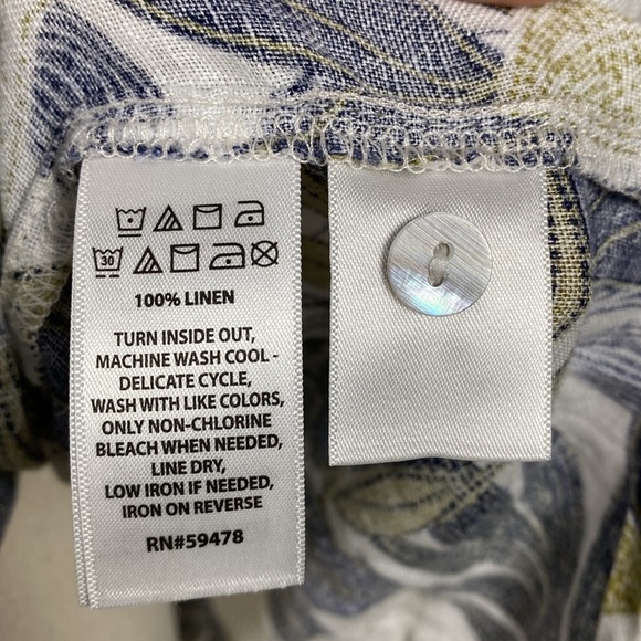 Tahari 100% linen leaf print button down top 1X vacation resort - Picture 11 of 13